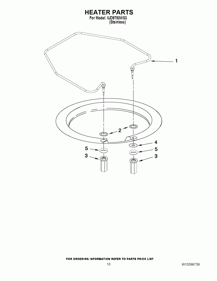HEATER PARTS Diagram and Parts List for IUD9750WS3  Whirlpool Dishwasher