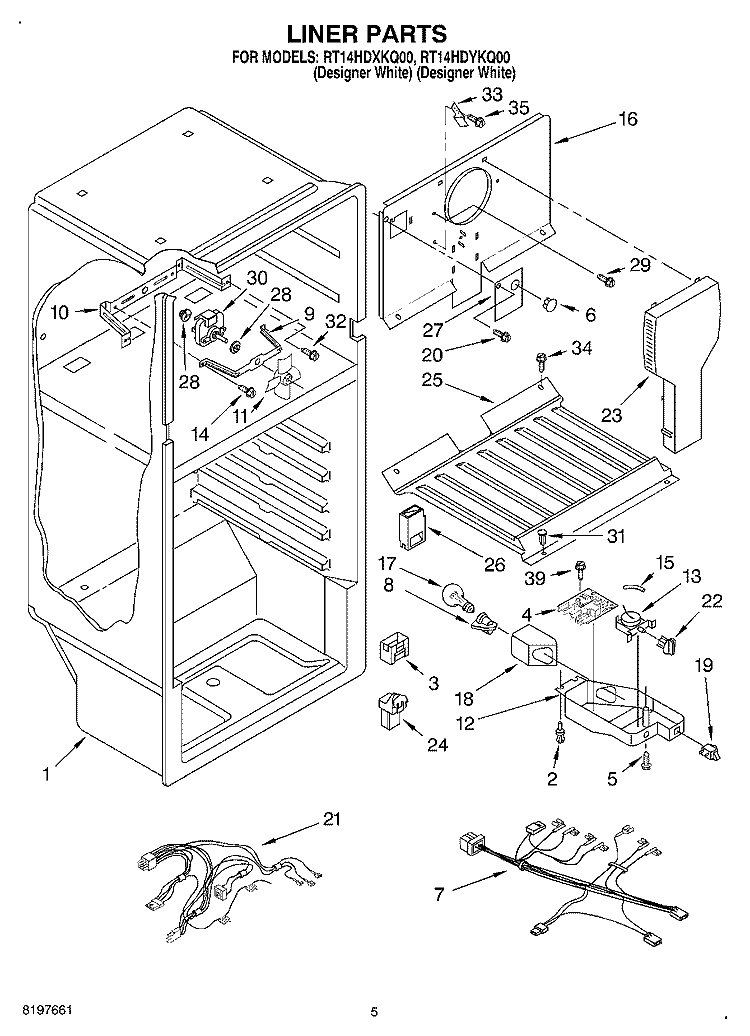 LINER, OPTIONAL Diagram and Parts List for RT14HDYKQ00  Roper Refrigerator