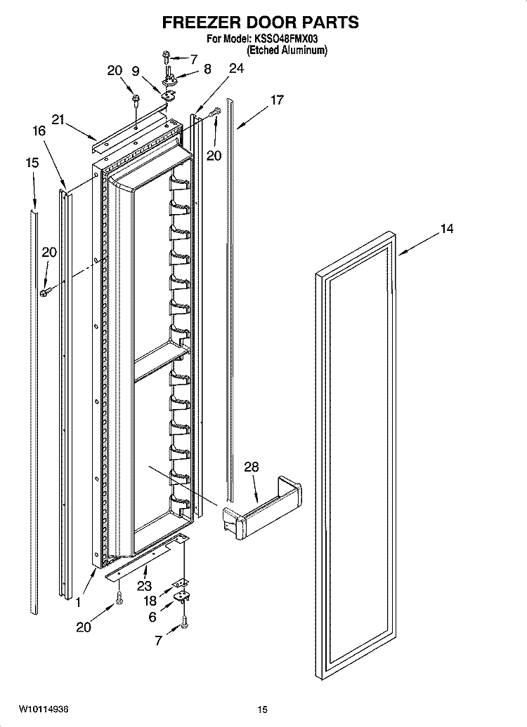 FREEZER DOOR PARTS Diagram and Parts List for KSSO48FMX03  KitchenAid Refrigerator