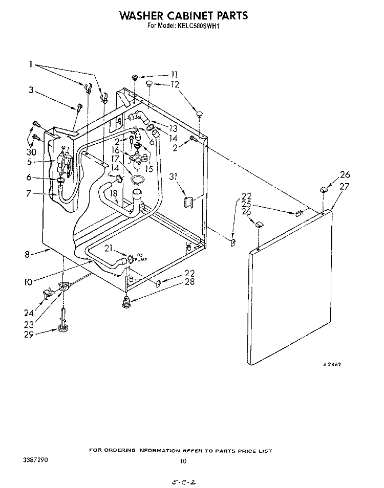 WASHER CABINET Diagram and Parts List for KELC500SWH1  KitchenAid Washer Dryer Combo