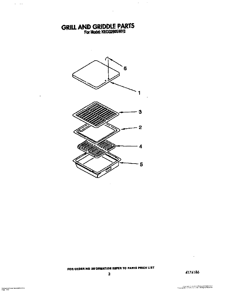 GRILL AND GRIDDLE Diagram and Parts List for KECG260SOB3  KitchenAid Cooktop