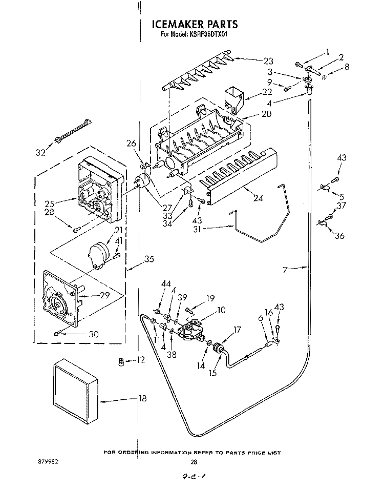 ICE MAKER Diagram and Parts List for KSRF36DTX01  KitchenAid Refrigerator