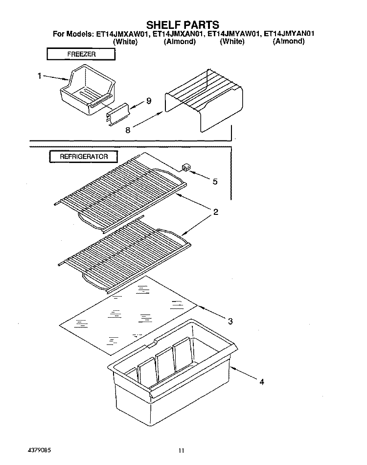 SECTION Diagram and Parts List for ET14JMXAN01  Whirlpool Refrigerator
