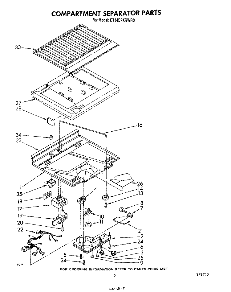 COMPARTMENT SEPARATOR Diagram and Parts List for ET14EPXRWR0  Whirlpool Refrigerator