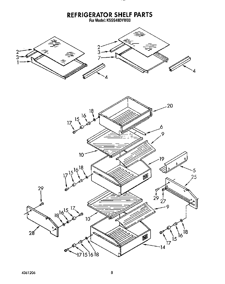 REFRIGERATOR SHELF Diagram and Parts List for KSSS48DYW00  KitchenAid Refrigerator