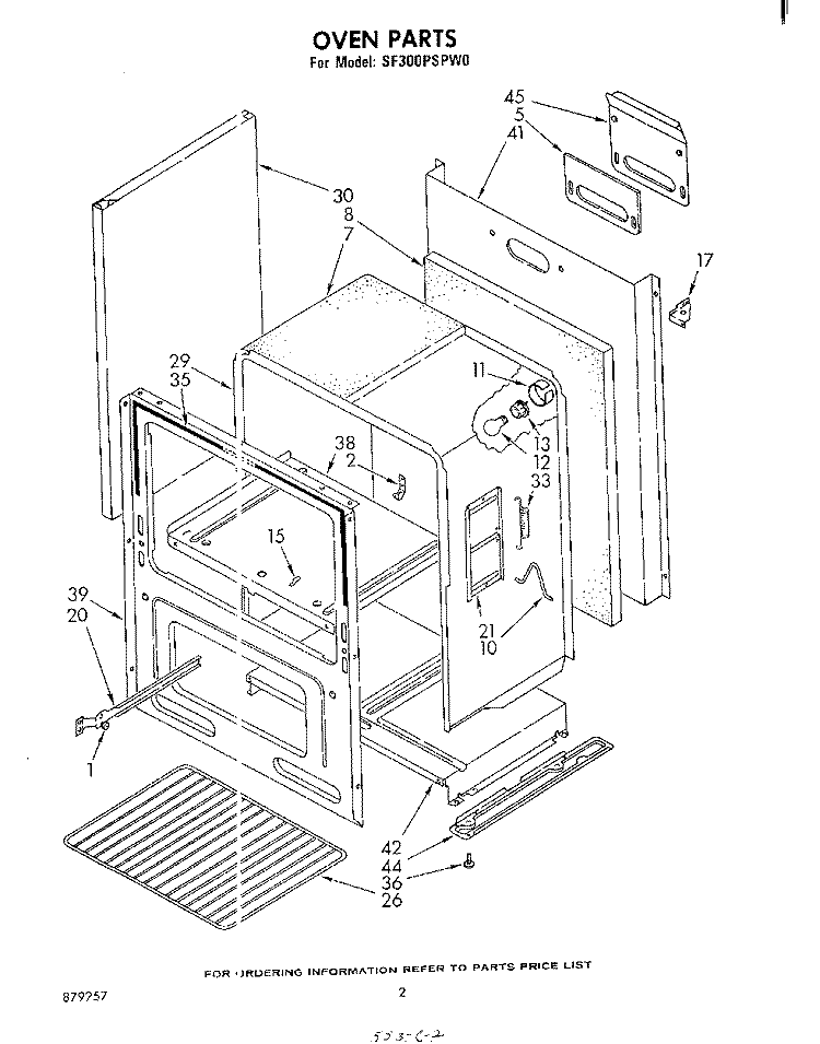 OVEN , LIT/OPTIONAL Diagram and Parts List for SF300PSPW0  Whirlpool Range