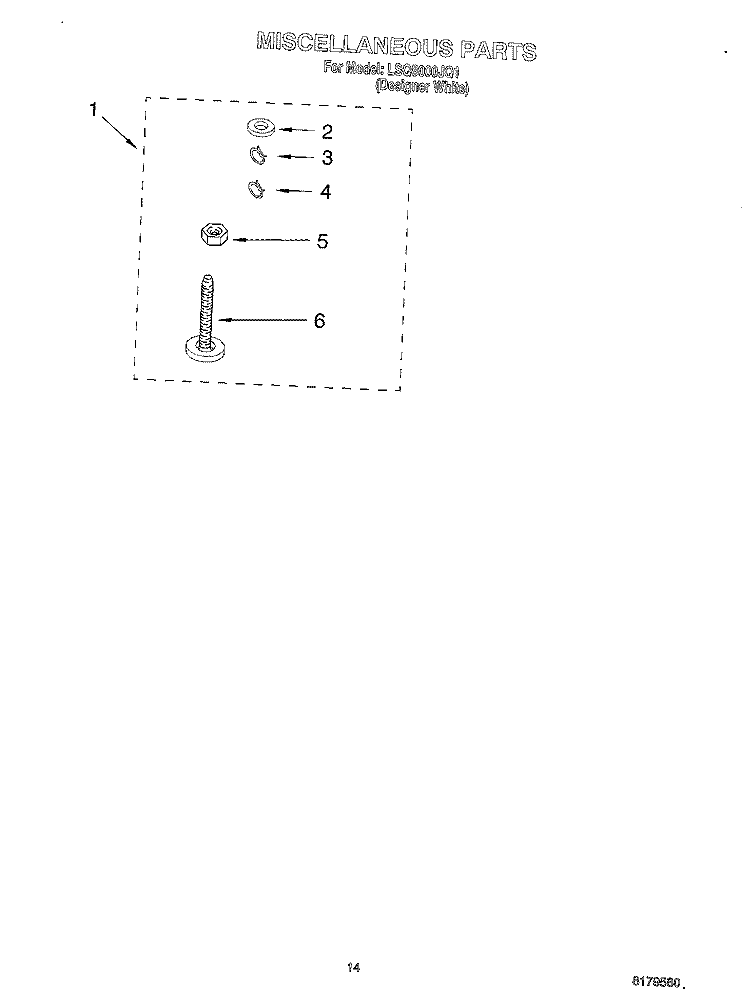 MISCELLANEOUS, OPTIONAL Diagram and Parts List for LSQ8000JQ1  Whirlpool Washer