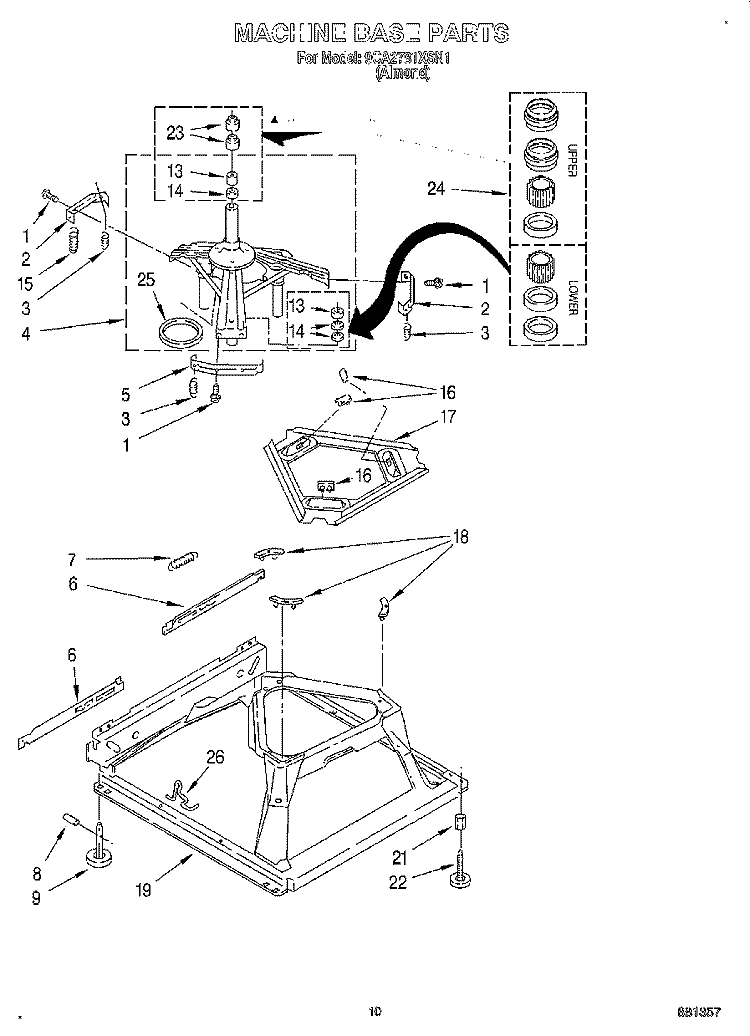 MACHINE BASE Diagram and Parts List for 9CA2781XSN1  Whirlpool Washer