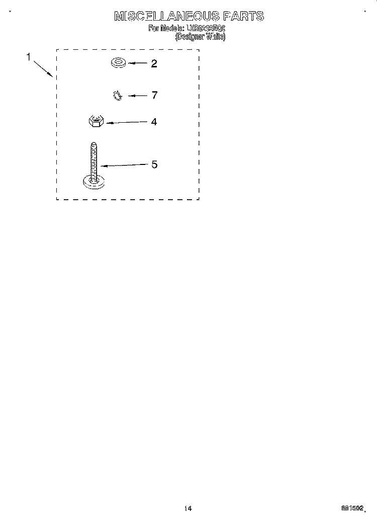 MISCELLANEOUS, LIT/OPTIONAL Diagram and Parts List for LXR6232EQ0  Whirlpool Washer