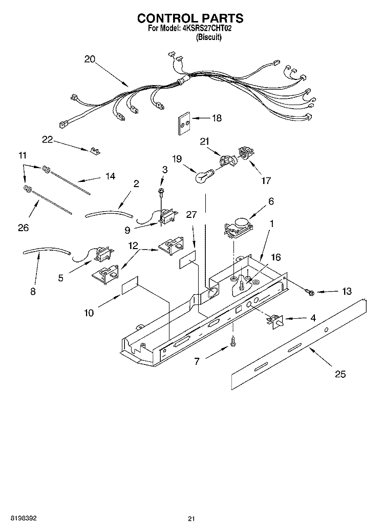 CONTROL, OPTIONAL Diagram and Parts List for 4KSRS27CHT02  KitchenAid Refrigerator