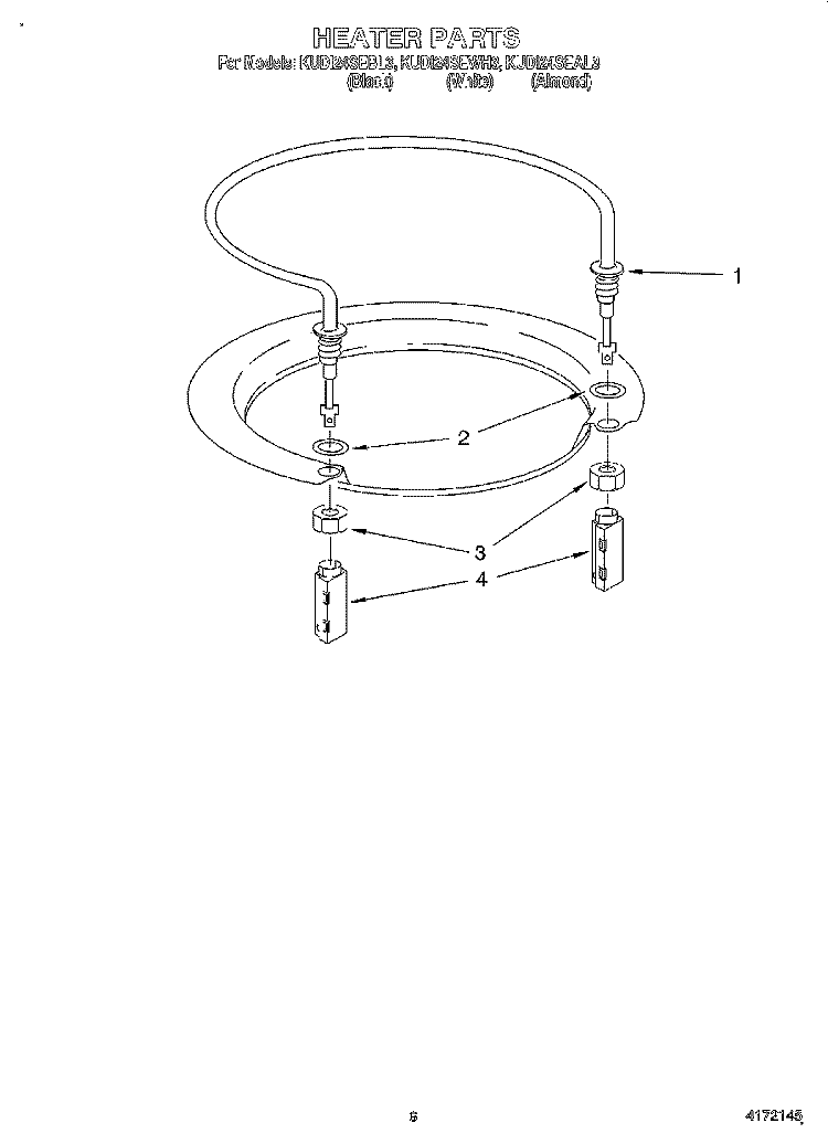 HEATER Diagram and Parts List for KUDI24SEWH3  KitchenAid Dishwasher