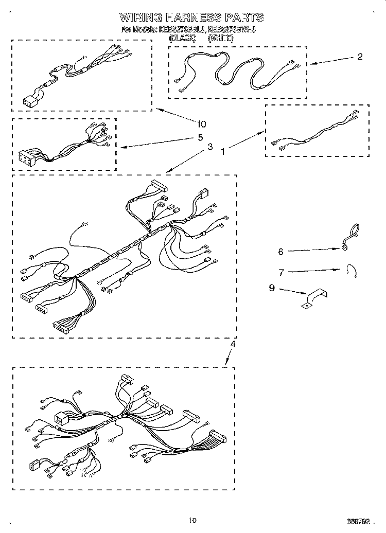 WIRING HARNESS Diagram and Parts List for KEBS276BBL3  KitchenAid Wall Oven