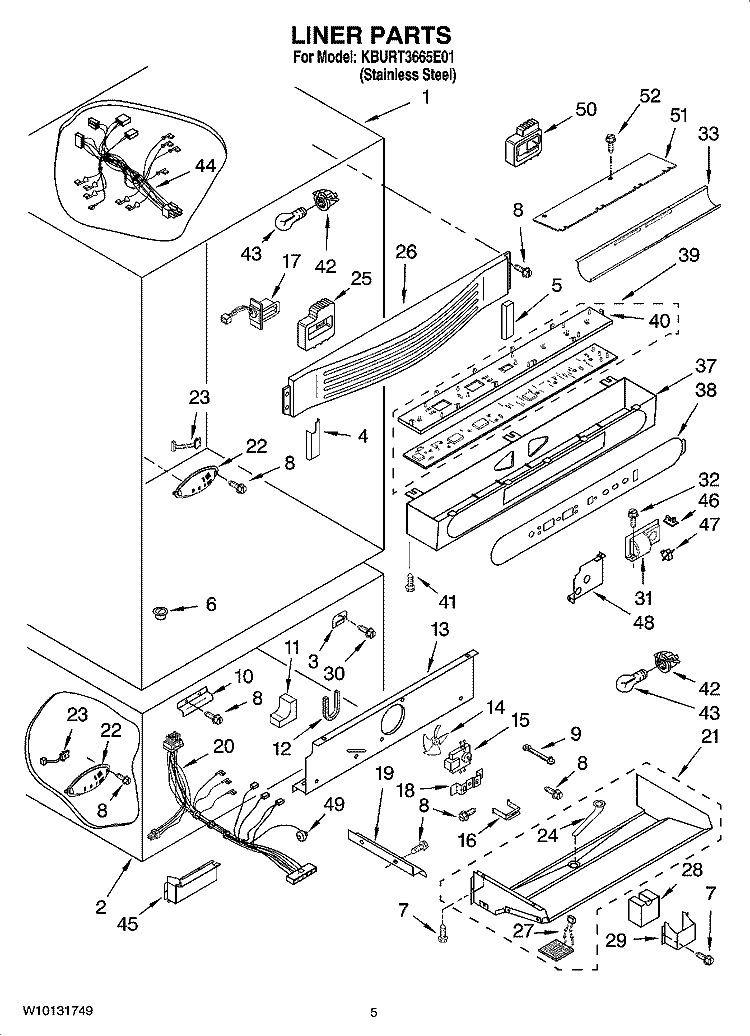 LINER PARTS Diagram and Parts List for KBURT3665E01  KitchenAid Refrigerator