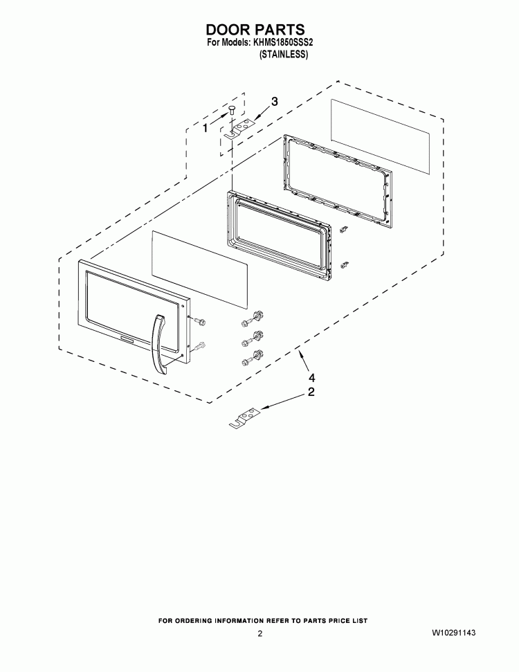 DOOR PARTS Diagram and Parts List for KHMS1850SSS2  KitchenAid Microwave
