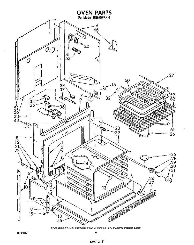 OVEN Diagram and Parts List for RS675PXK1  Whirlpool Range
