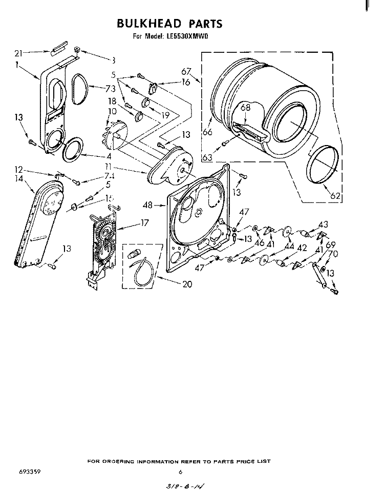 SECTION Diagram and Parts List for LE5530XMW0  Whirlpool Dryer