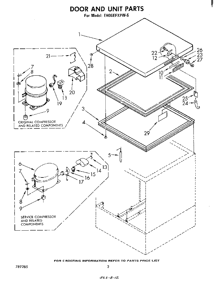 SECTION Diagram and Parts List for EH06EFXPW5  Whirlpool Freezer