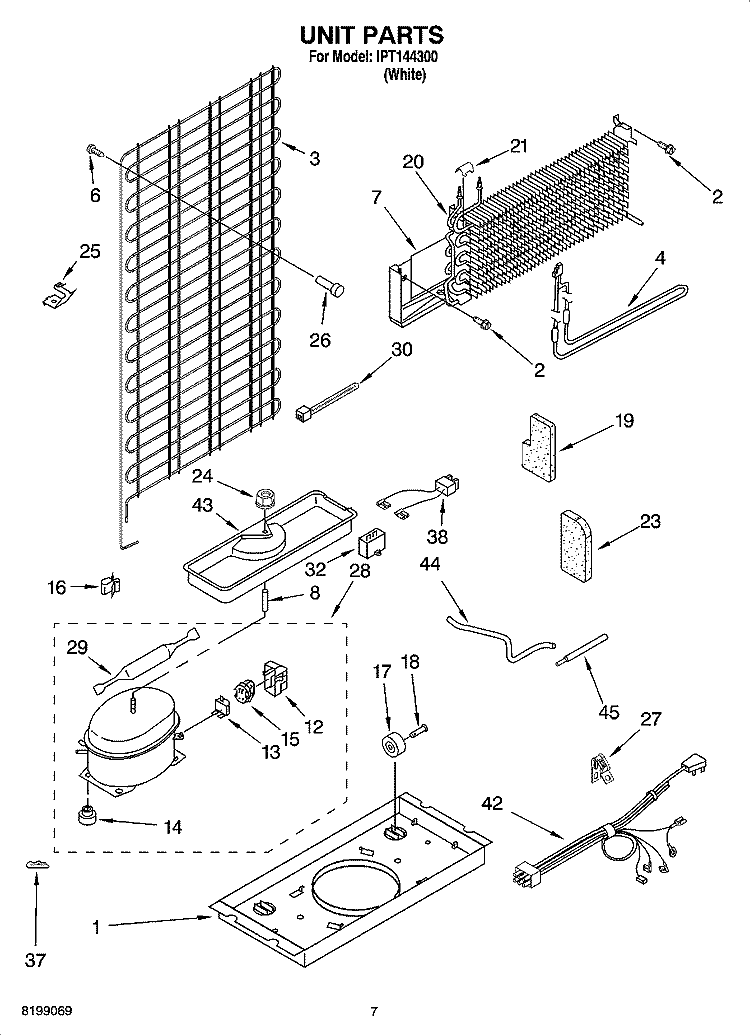 UNIT PARTS Diagram and Parts List for IPT144300  Inglis Refrigerator