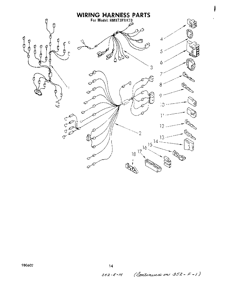 WIRING HARNESS Diagram and Parts List for RM973PXKT0  Whirlpool Microwave Oven Combo