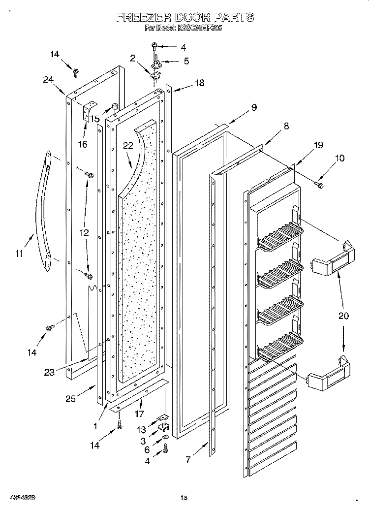 FREEZER DOOR Diagram and Parts List for KSSC36MFS05  KitchenAid Refrigerator
