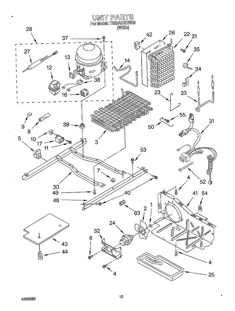UNIT Diagram and Parts List for TS25AEXHW00  Estate Refrigerator