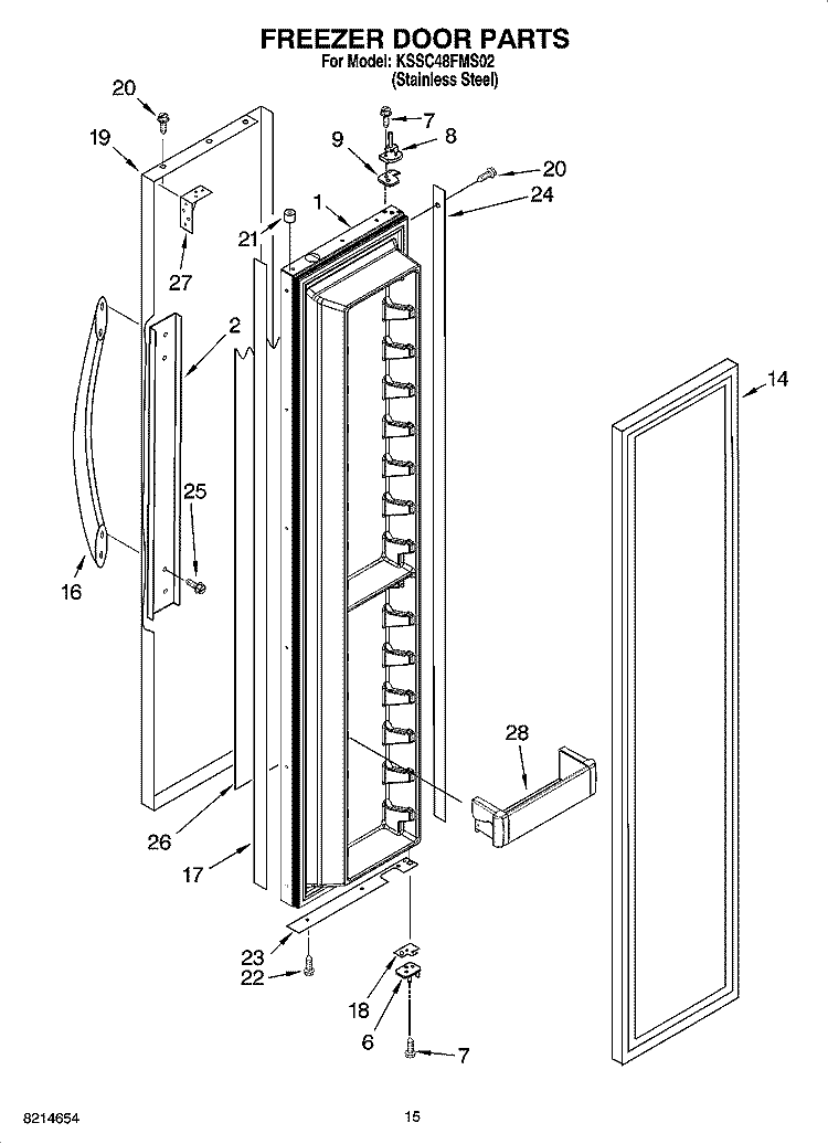 FREEZER DOOR PARTS Diagram and Parts List for KSSC48FMS02  KitchenAid Refrigerator