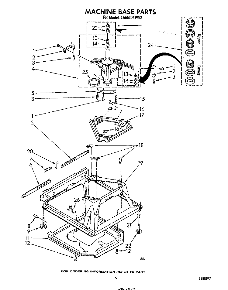 MACHINE BASE Diagram and Parts List for LA5530XPW2  Whirlpool Washer