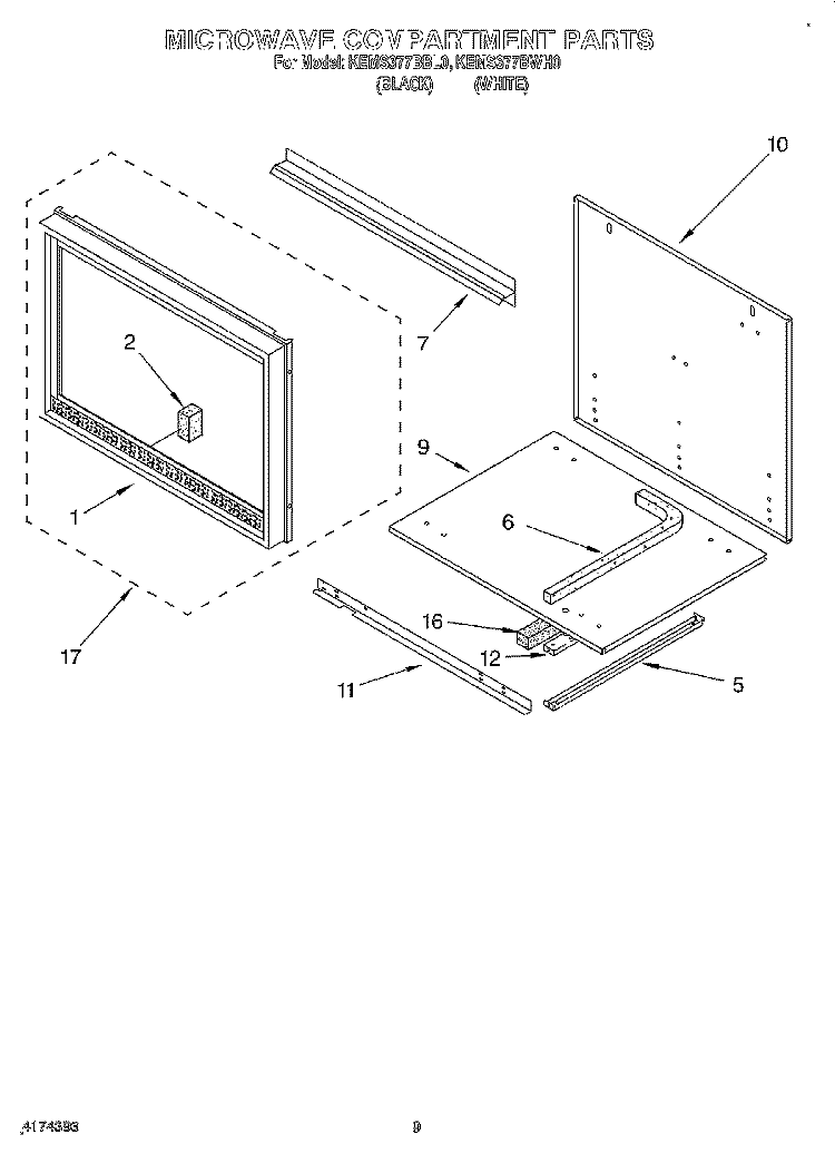 MICROWAVE COMPARTMENT Diagram and Parts List for KEMS377BBL0  KitchenAid Wall Oven