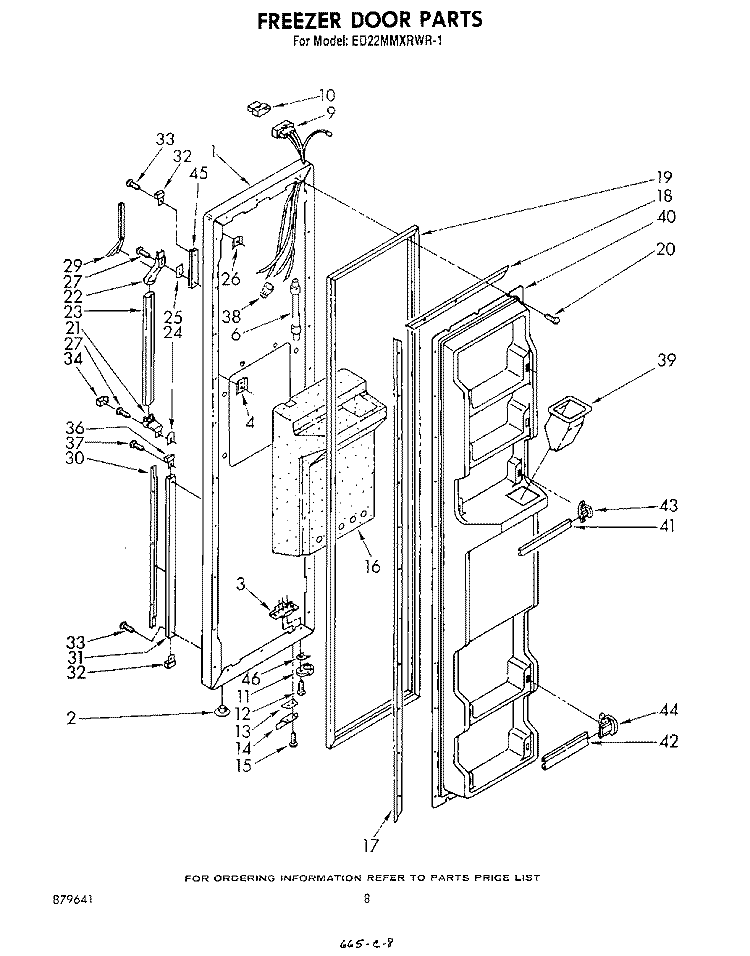 FREEZER DOOR Diagram and Parts List for ED22MMXRWR1  Whirlpool Refrigerator