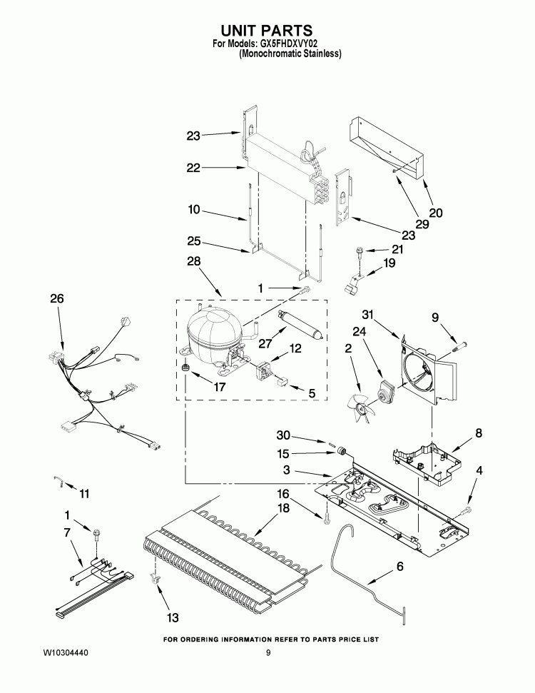 UNIT PARTS Diagram and Parts List for GX5FHDXVY02  Whirlpool Refrigerator