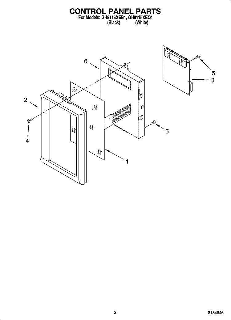 CONTROL PANEL PARTS Diagram and Parts List for GH9115XEQ1  Whirlpool Microwave