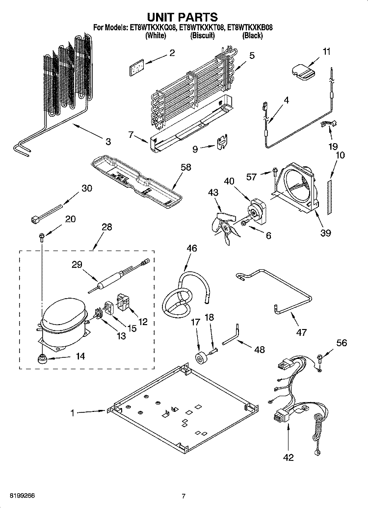 UNIT PARTS Diagram and Parts List for ET8WTKXKT08  Whirlpool Refrigerator
