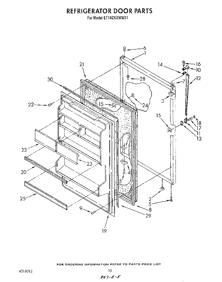 REFRIGERATOR DOOR , LIT/OPTIONAL Diagram and Parts List for ET14ZKXWW01  Whirlpool Refrigerator