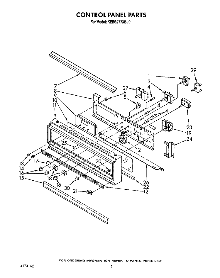 CONTROL PANEL, LIT/OPTIONAL Diagram and Parts List for KEBS277XBL0  KitchenAid Wall Oven