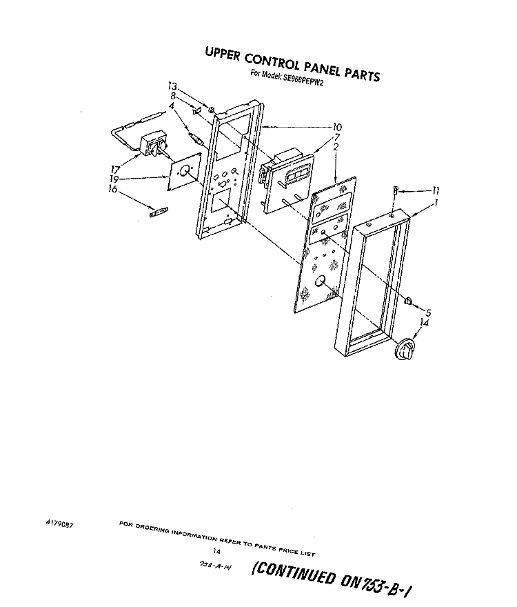 UPPER CONTROL PANEL , LIT/OPTIONAL Diagram and Parts List for SE960PEPW2  Whirlpool Range
