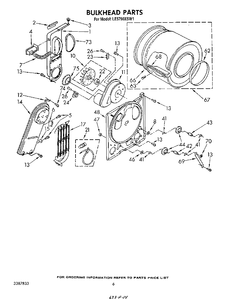 SECTION Diagram and Parts List for LE5790XSW1  Whirlpool Dryer