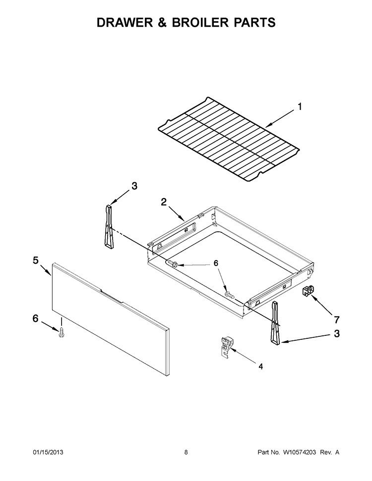 DRAWER & BROILER PARTS Diagram and Parts List for IES426AS0  Inglis Range
