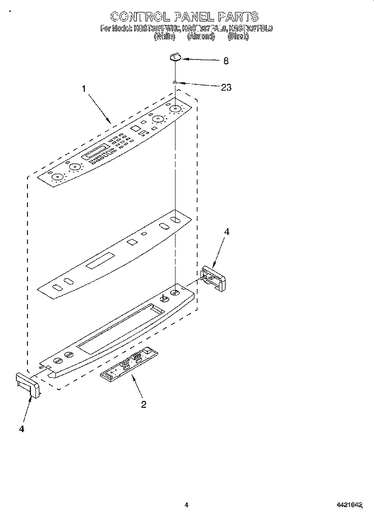 CONTROL PANEL Diagram and Parts List for KGST307FAL0  KitchenAid Range