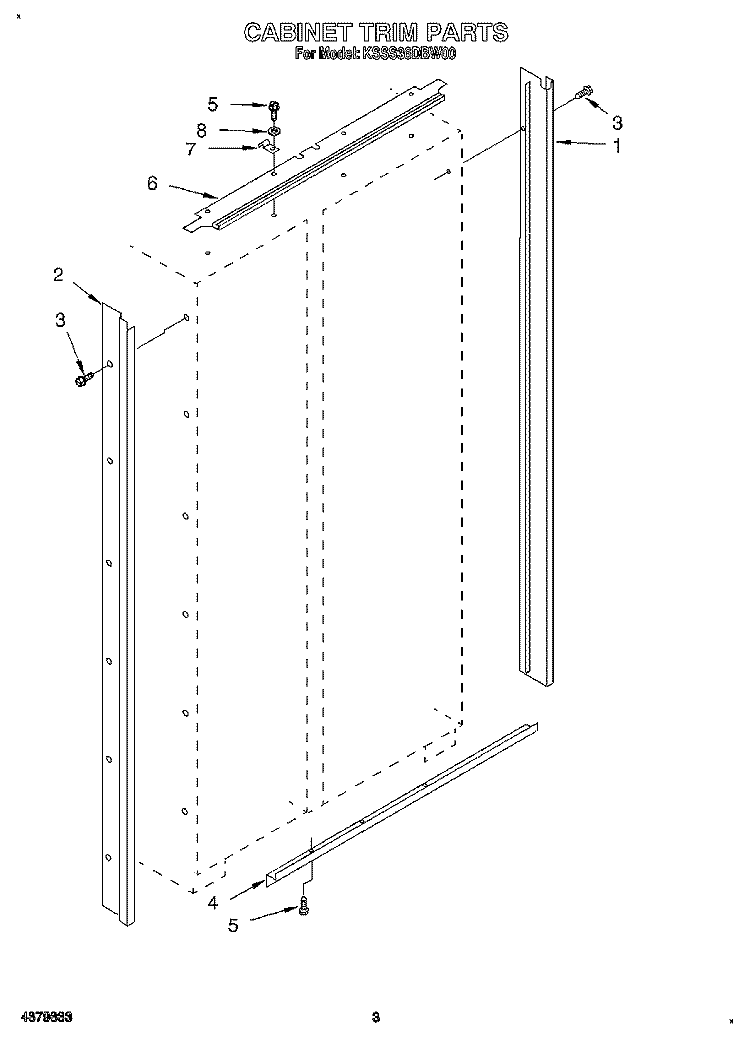 CABINET TRIM Diagram and Parts List for KSSS36DBW00  KitchenAid Refrigerator