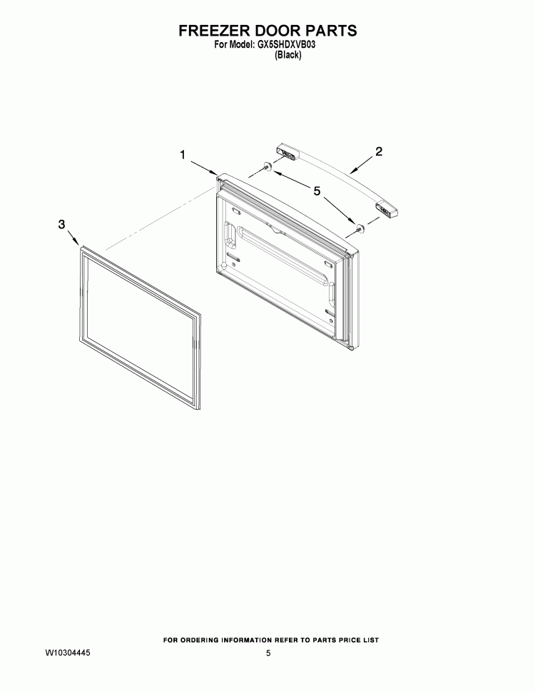 FREEZER DOOR PARTS Diagram and Parts List for GX5SHDXVB03  Whirlpool Refrigerator