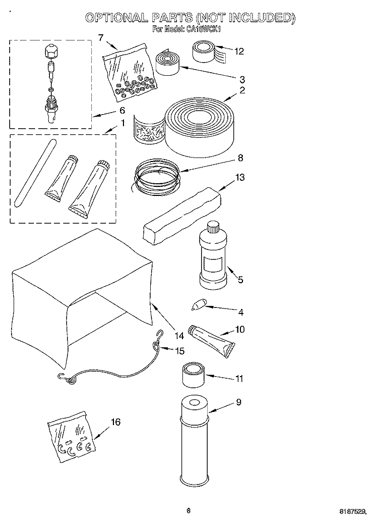 OPTIONAL Diagram and Parts List for CA18WCK1  Crosley Air Conditioner