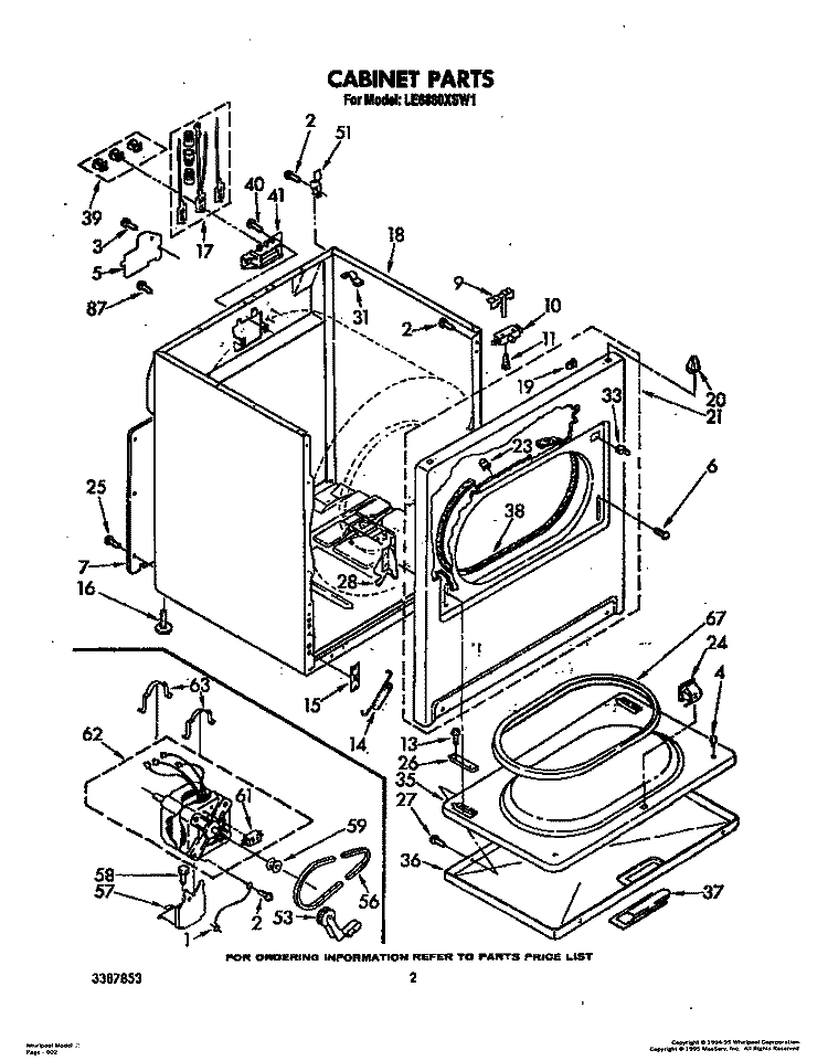 SECTION Diagram and Parts List for LE6880XSW1  Whirlpool Dryer