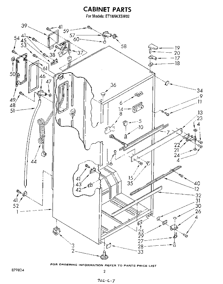 CABINET Diagram and Parts List for ET18NKXSW02  Whirlpool Refrigerator