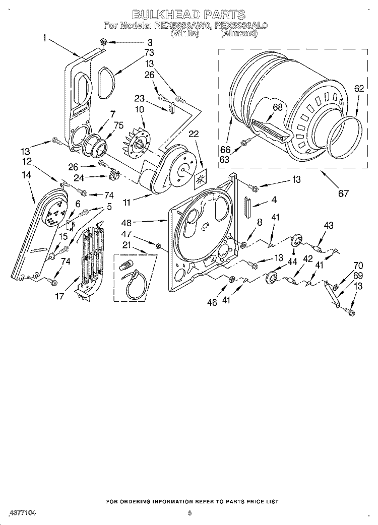 SECTION Diagram and Parts List for REX5636AL0  Roper Dryer