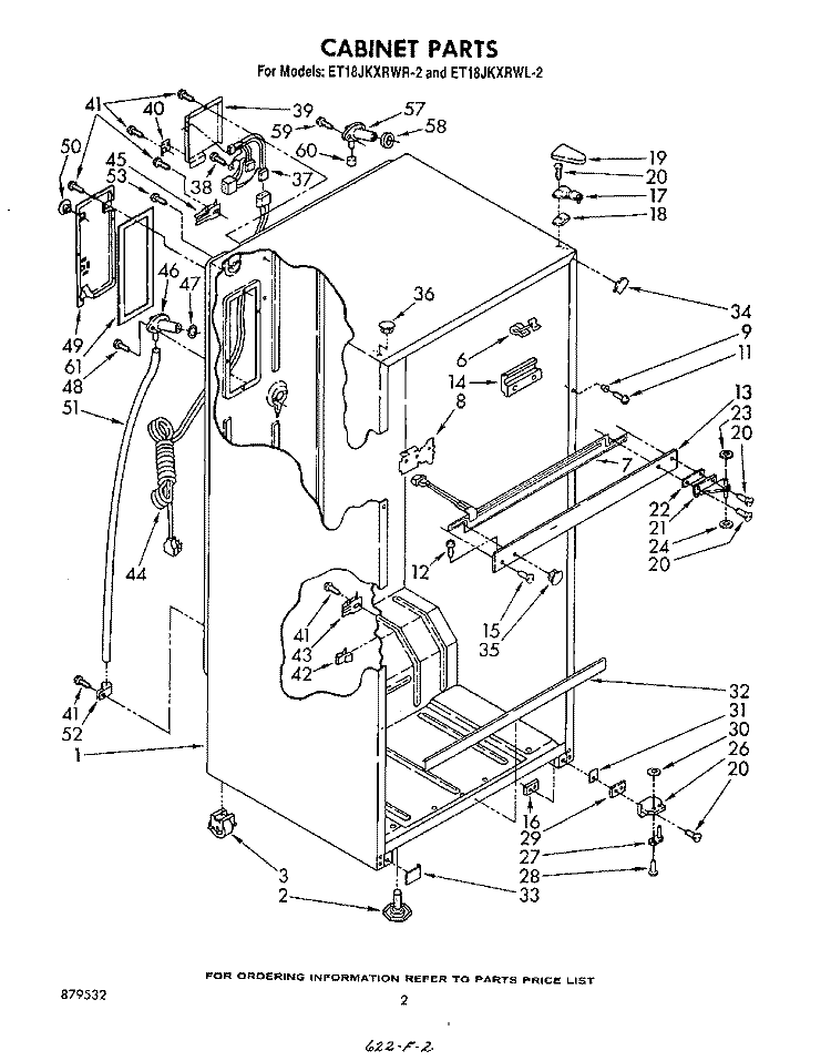 CABINET Diagram and Parts List for ET18JKXRWR2  Whirlpool Refrigerator