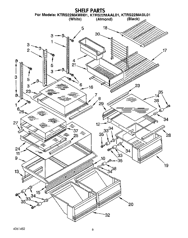 SHELF, LIT/OPTIONAL Diagram and Parts List for KTRS22MABL01  KitchenAid Refrigerator
