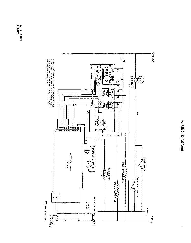 WIRING DIAGRAM Diagram and Parts List for B9607X0  Roper Wall Oven