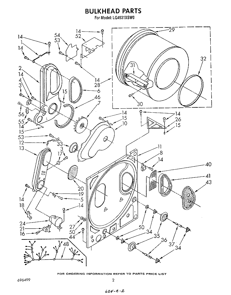 BULKHEAD , LITERATURE AND OPTIONAL Diagram and Parts List for LG4931XSW0  Whirlpool Dryer