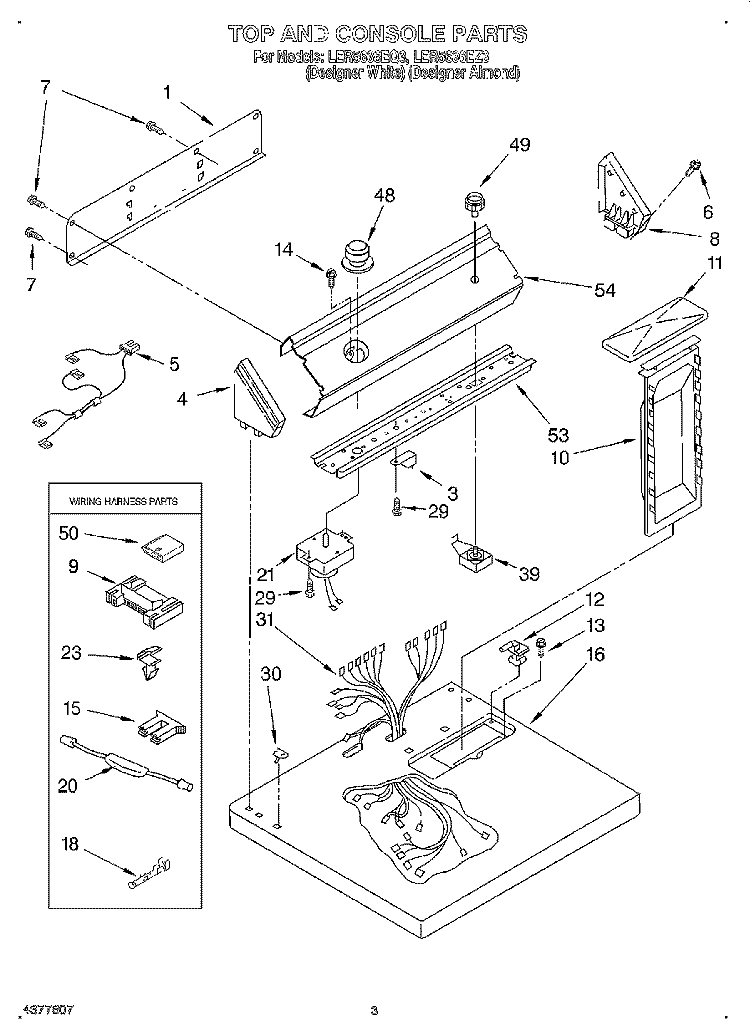 SECTION Diagram and Parts List for LER5636EZ3  Whirlpool Dryer