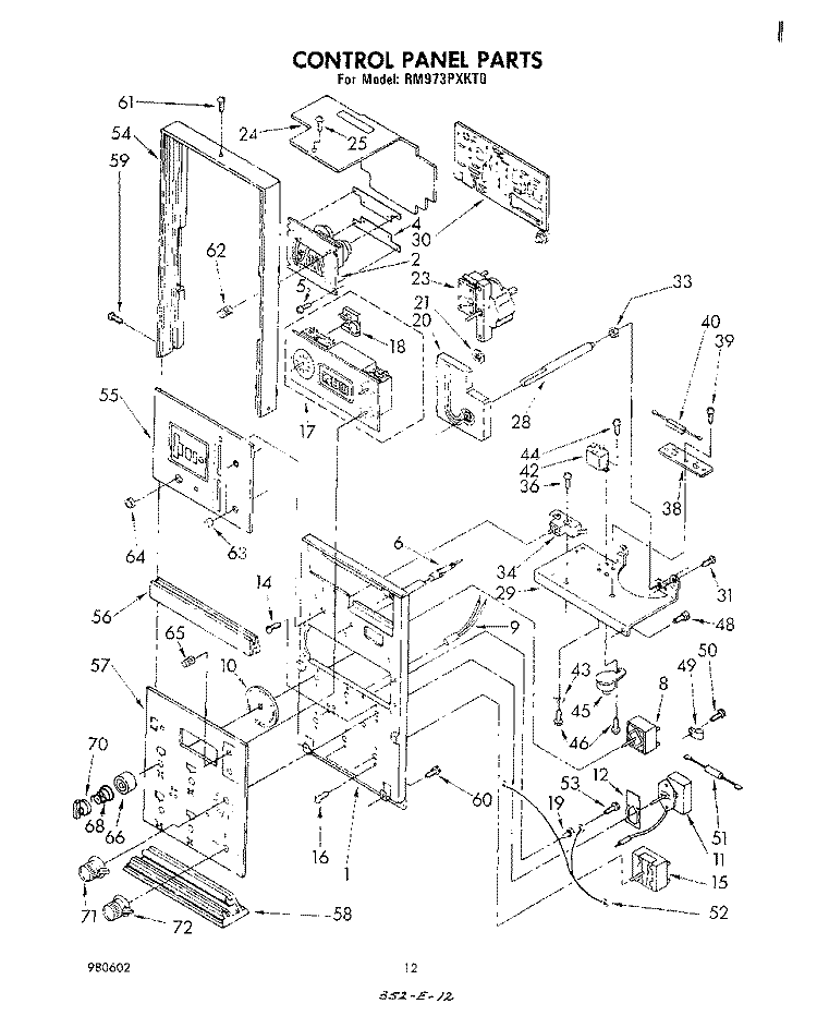 CONTROL PANEL Diagram and Parts List for RM973PXKT0  Whirlpool Microwave Oven Combo